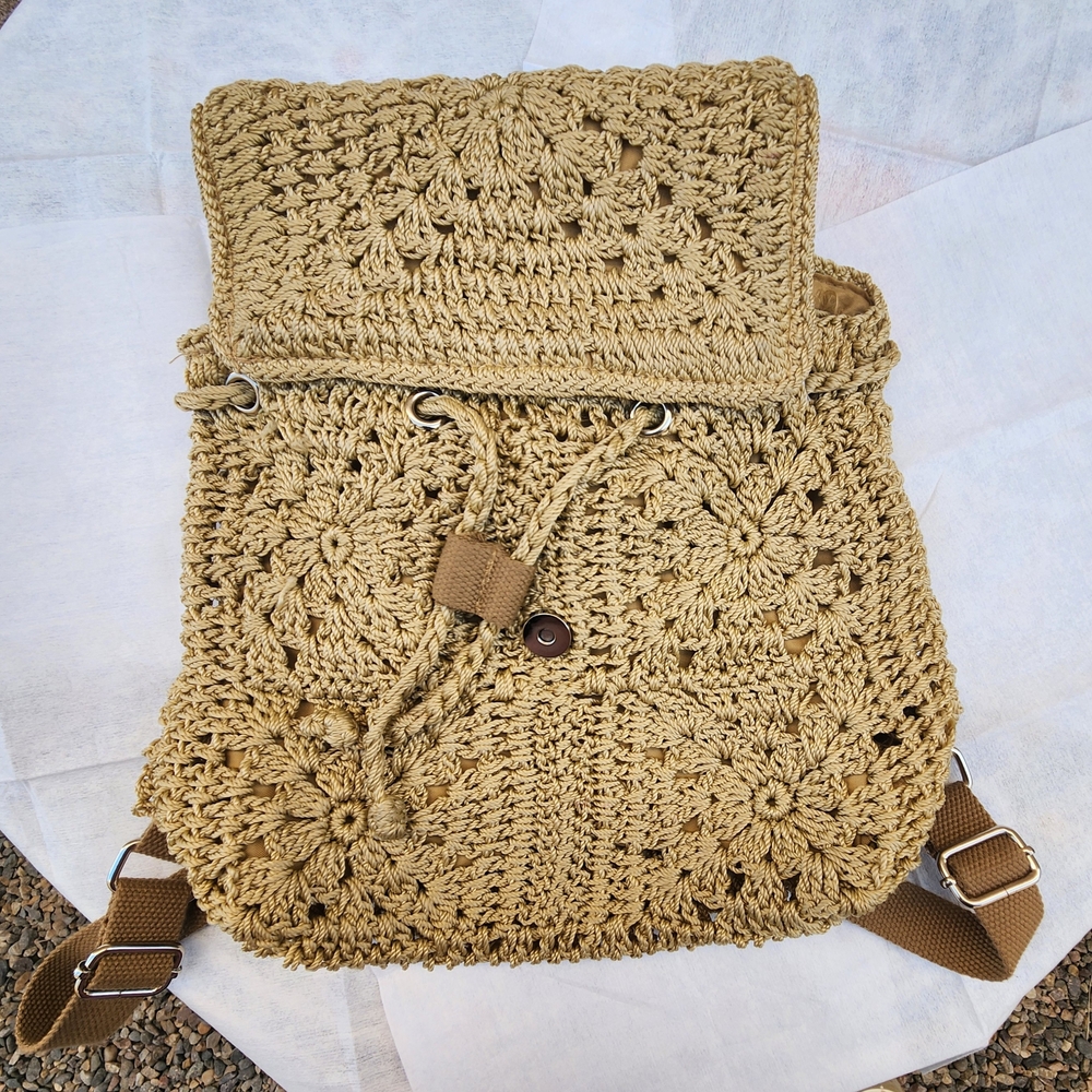 Handcrafted Tan Crochet‎ Bag - Picture 6 of 7